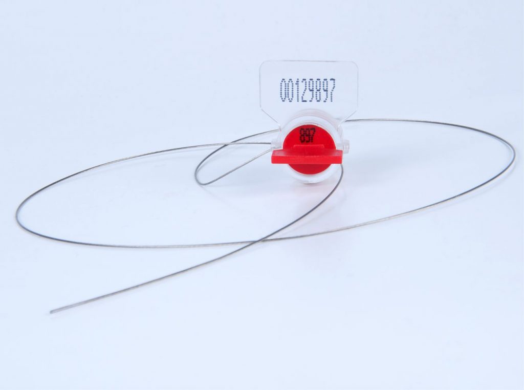 SIBO-ROTO security seal with rolled up steel wire